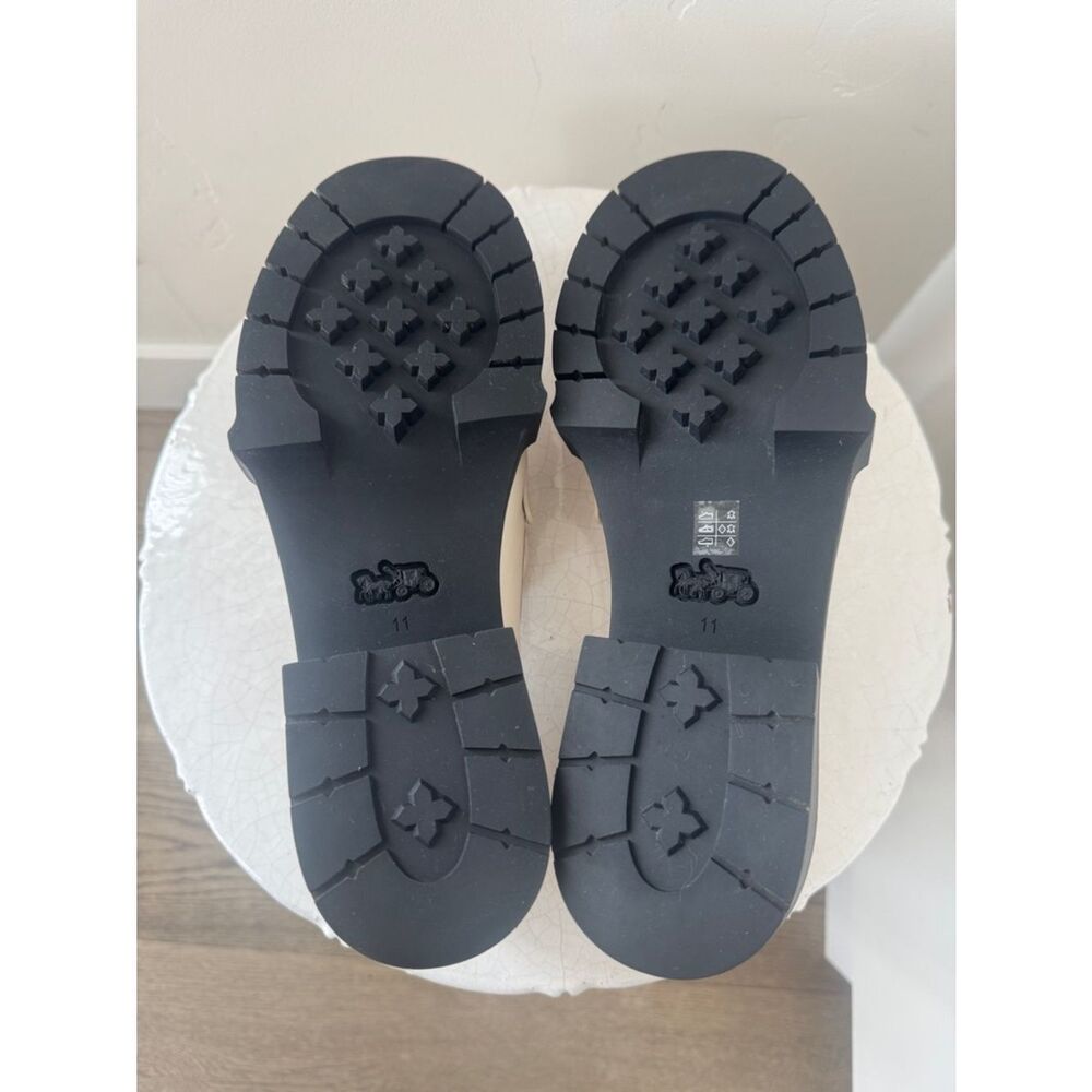 Coach Leah Cream Leather Platform Penny Loafers Lug Sole Chunky Chic Size 11 EUC - Picture 8 of 10